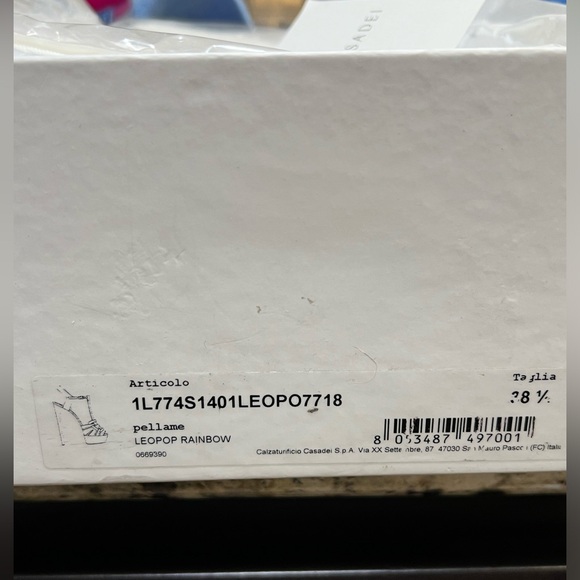 NEW CASADEI FLORA Leopard Colorful Patent Leather Platform Sandal Heels EU 38.5 - Picture 13 of 13
